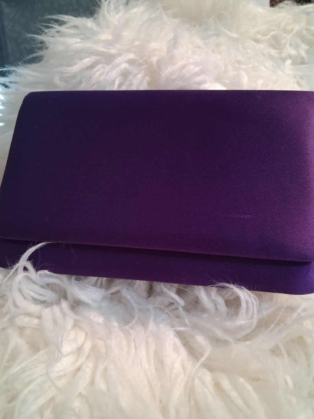 Purple Satin Clutch Bag